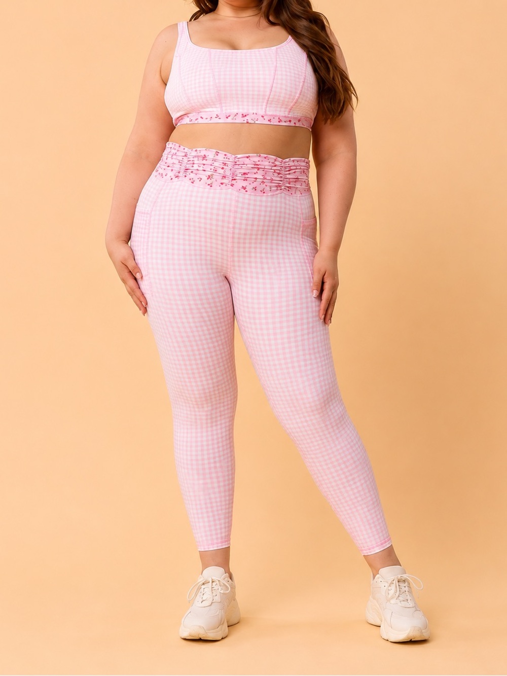 Blogilates Pink Gingham
Ruched Waist Leggings 2X - NWT